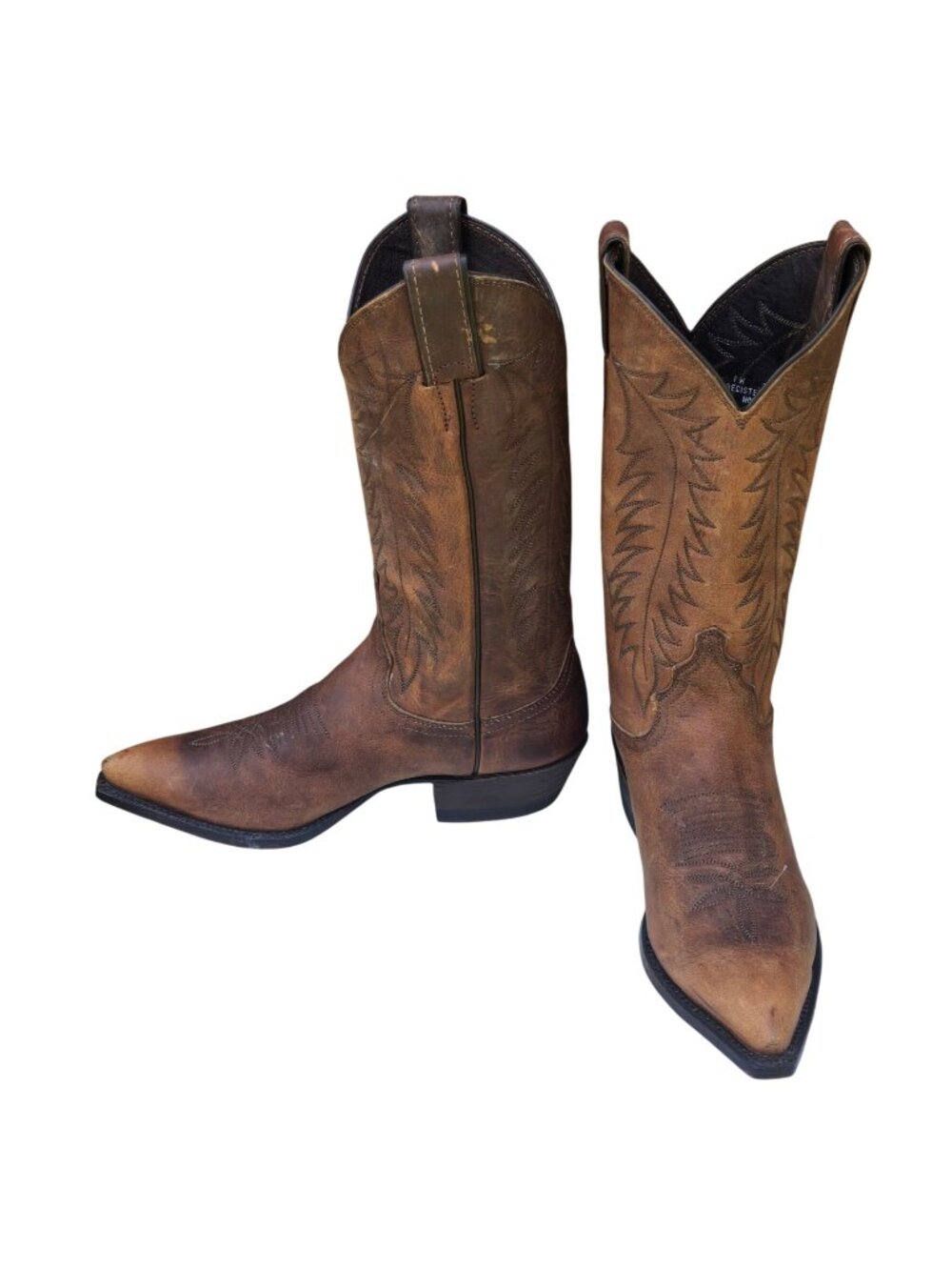 Justin Cowboy Boots Brown Leather Young Mens 6.5 B Narrow Width Made in USA
